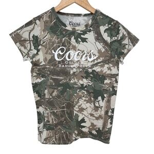 NWOT Coors Golden Banquet Beer Camo Print Women’s T-Shirt XS
